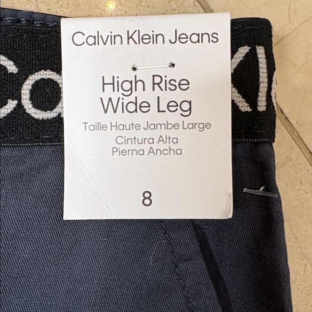 ⭐️ NWT Calvin Klein Jeans High Rise Wide Leg Navy Cargo Pants- size 8 - Picture 3 of 10
